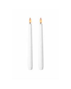 LED kronelys m/ 3D flamme & fjernbetjening, 34 cm, 2 stk. - Hvid