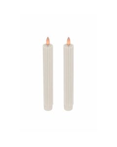 LED kronelys m/ 3D flamme & fjernbetjening, 25 cm, 2 stk. - Hvid