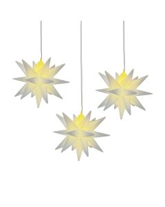 3D LED stjerne 12x9x9,5cm inkl. sugekop (batteridrevet) - 3 stk.