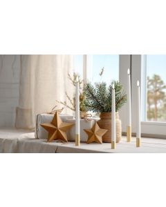 LED kronelys m/ 3D flamme & fjernbetjening, 24cm, 4 stk. - Hvid
