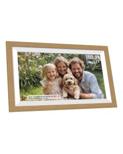 Denver PFF-1502LW digital fotoramme m/ Frameo, 15,6" - Lys træ