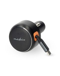 Nedis 30W USB-C biloplader med udtrækkeligt kabel