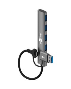 USB-C/USB-A 3.2 Hub 4-port - grå - 0,1m
