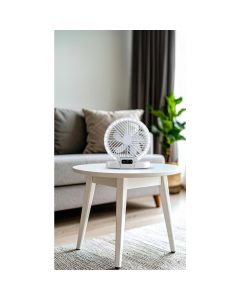 Opladelig bordventilator, letvægt, 3 hastigheder