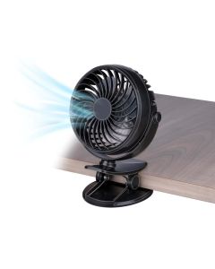 Bordventilator med clips, 3 hastigheder, opladelig, oscillerende