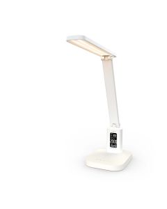 Nedis genopladelig LED bordlampe med ur og alarm, 220 lumen