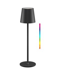 Goobay opladelig LED bordlampe til inde/ude, RGBW, dæmpbar, 38 cm - Sort