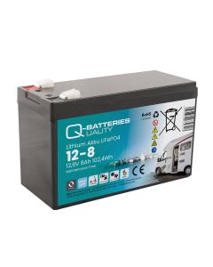 Q-Batteries Lithium batteri 12V 8Ah LiFePO4 (12-8)