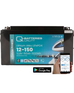 Q-Batteries Lithium batteri 12V 150Ah LiFePO4 med Bluetooth (12-150)