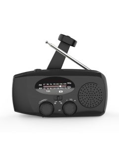 Nødradio med håndsving, solcelle, powerbank, FM, AM, lygte
