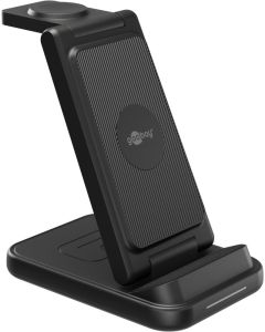 Goobay foldbar 3-i-1 trådløs oplader, 15W - Sort