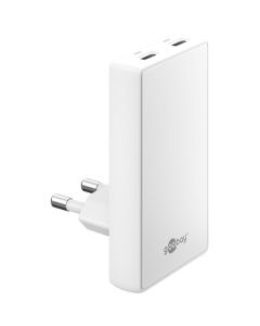 Goobay USB-C PD GaN Power Dual hurtigoplader 65 W Flad (2xUSB-C) - Hvid