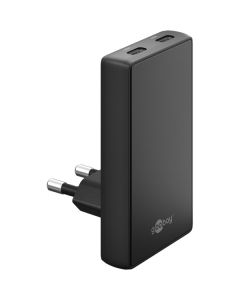 Goobay USB-C PD GaN Power Dual hurtigoplader 65 W Flad (2xUSB-C) - Sort