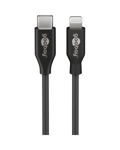 USB-C 2.0 til Lightning lade- og datakabel, MFI, sort, 0,5m
