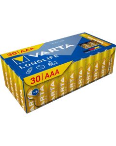 Varta Longlife AAA/LR03 alkaline batterier – 30 stk.