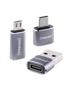 Intenso® USB 2.0 adapter i aluminium, mixpakke - 3 stk.