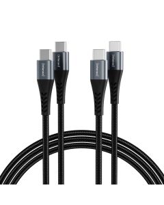 Intenso® USB-C til USB-C lade- og datakabel 240W, tekstil, sort, 2m - 2 stk.