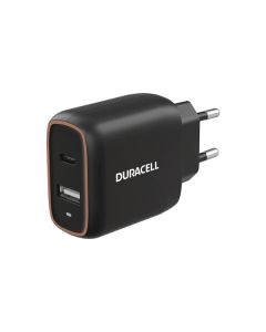 Duracell USB-C PD Dual hurtigoplader 20W (USB-A/USB-C), Sort
