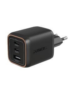 Duracell USB-C PD GaN Multiport hurtigoplader 65W (2xUSB-C/1xUSB-A), Sort