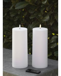 Udendørs LED XL vokslys med remote, Ø10, H25 - 2 stk.