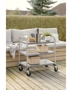 Rullebord i rustfrit stål, 70x38xH80, 3 hylder