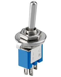 Sub miniature toggle switch - 1xUM, 3 pin, blå housing