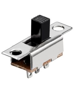 Slide switch - 1x UM, 3 Pins, Sølv/brass