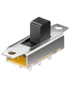 Slide switch - 2x UM, 6 Pins, Sølv/brass