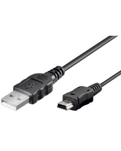 Mini USB lade og datakabel, Sort 1m