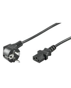 Strømledning, vinklet, 2,5 m, sort