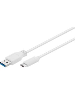 USB-A 3.0 til USB-C lade- og datakabel, hvid, 0,2m