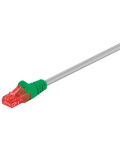CAT 6 krydset-patchkabel, U/UTP, grå, grøn, grå-grøn, 2m