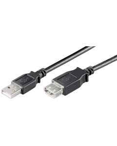 USB-A 2.0 forlængerkabel, sort, 0,3m