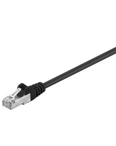 CAT 5e patchkabel, SF/UTP, sort, 1m