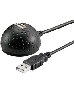 USB 2,0 Hi-Speed forlængerkabel med skrivebordsfod, sort, 1,5m,