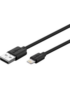 USB Lightning lade- og datakabel, Sort 2m