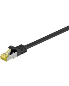 RJ45 patchkabel S/FTP (PiMF), m/ CAT 7 kabel, sort, 1m