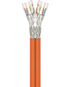 CAT 7A Duplex netværkskabel, S/FTP (PiMF), orange, 100m kabelrulle