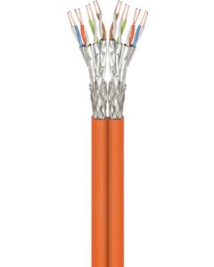 CAT 7A Duplex netværkskabel, S/FTP (PiMF), orange, 100m kabelrulle