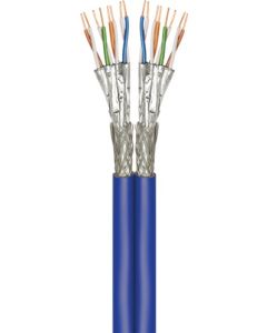 CAT 7A+ Duplex-netværkskabel, S/FTP (PiMF), blå, 100m kabelrulle