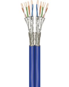 CAT 7A+ Duplex-netværkskabel, S/FTP (PiMF), blå, 100m kabelrulle