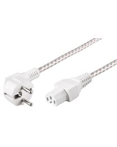 Strømkabel, 2 m, Hvid/Sølv