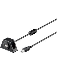USB 2,0 Hi-Speed forlængerkabel med monteringsramme, sort, 2m,