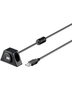 USB-A 2.0 forlængerkabel med monteringsramme, sort, 2m