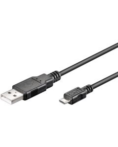 USB-A 2.0 til Micro USB lade- og datakabel, sort, 0,6m