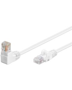 CAT 5e patchkabel 1x 90°vinklet, U/UTP, hvid, 0,5m