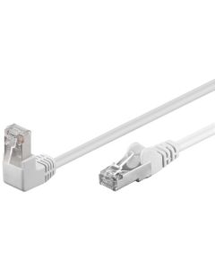 CAT 5e patchkabel 1x 90°vinklet, F/UTP, hvid, 0,5m