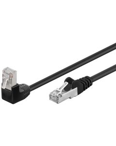 CAT 5e patchkabel 1x 90°vinklet, F/UTP, sort, 1m