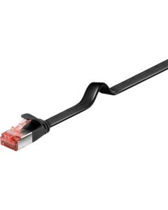 CAT 6 fladt patchkabel U/FTP, sort, 0,25m