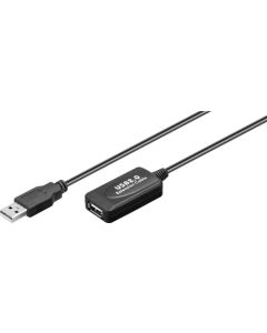 Aktiv USB 2,0 forlængerkabel, sort, 10m